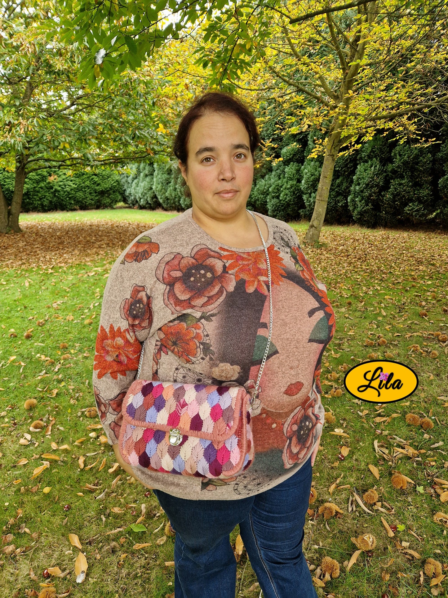 Sac aux brins roses mauves