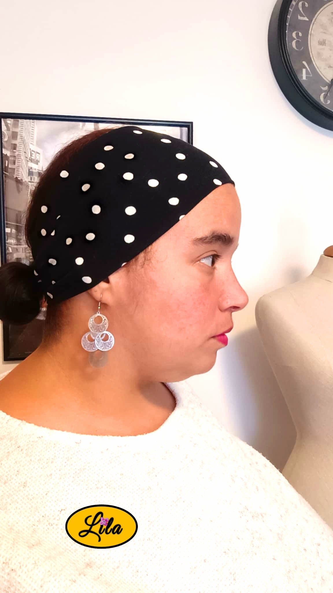 Bandeau Noir à pois blanc