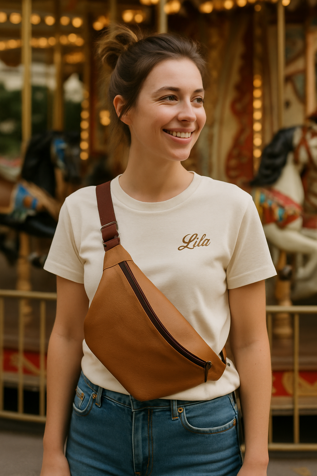 Sac banane brun vintage