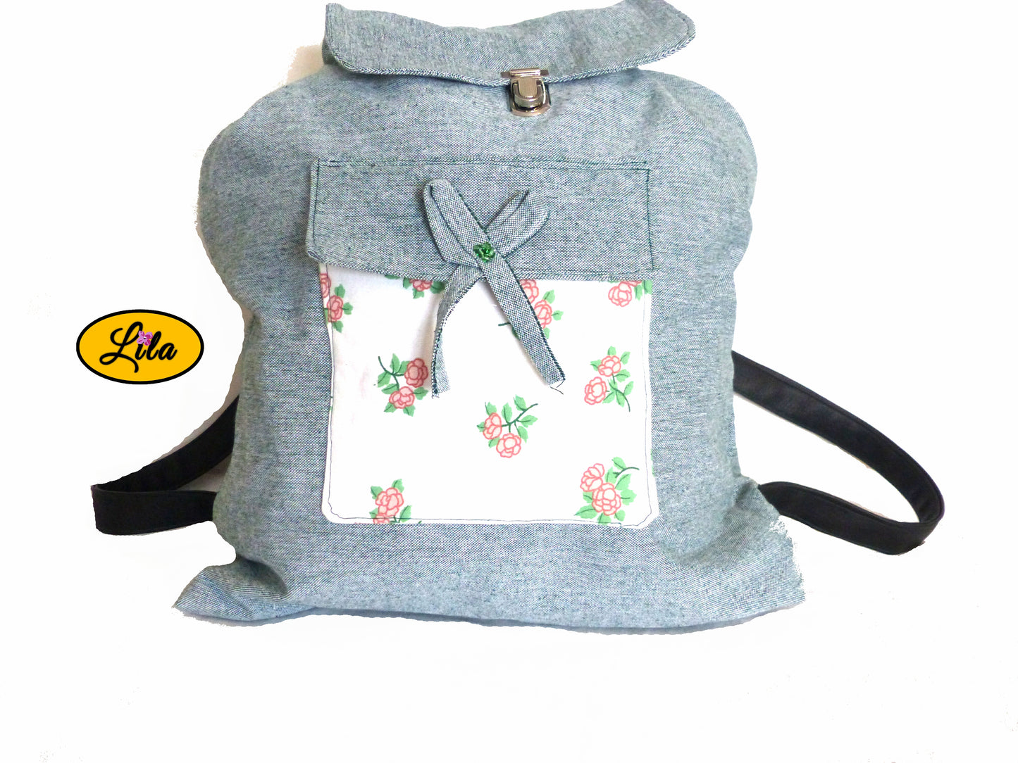 Sac à dos vert & fleuri