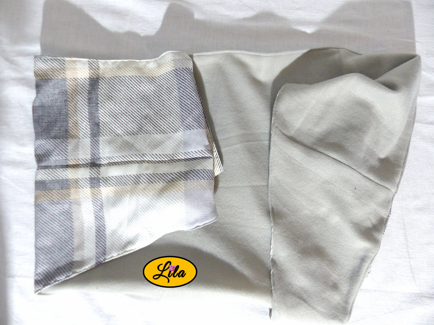 Foulard vintage ligné brun et gris