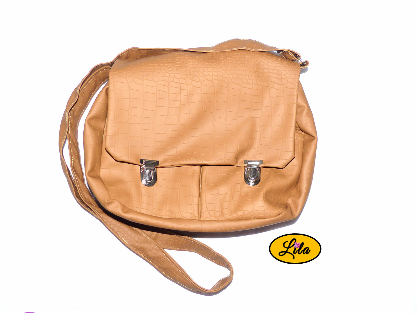 Sac besace brun effet vieilli