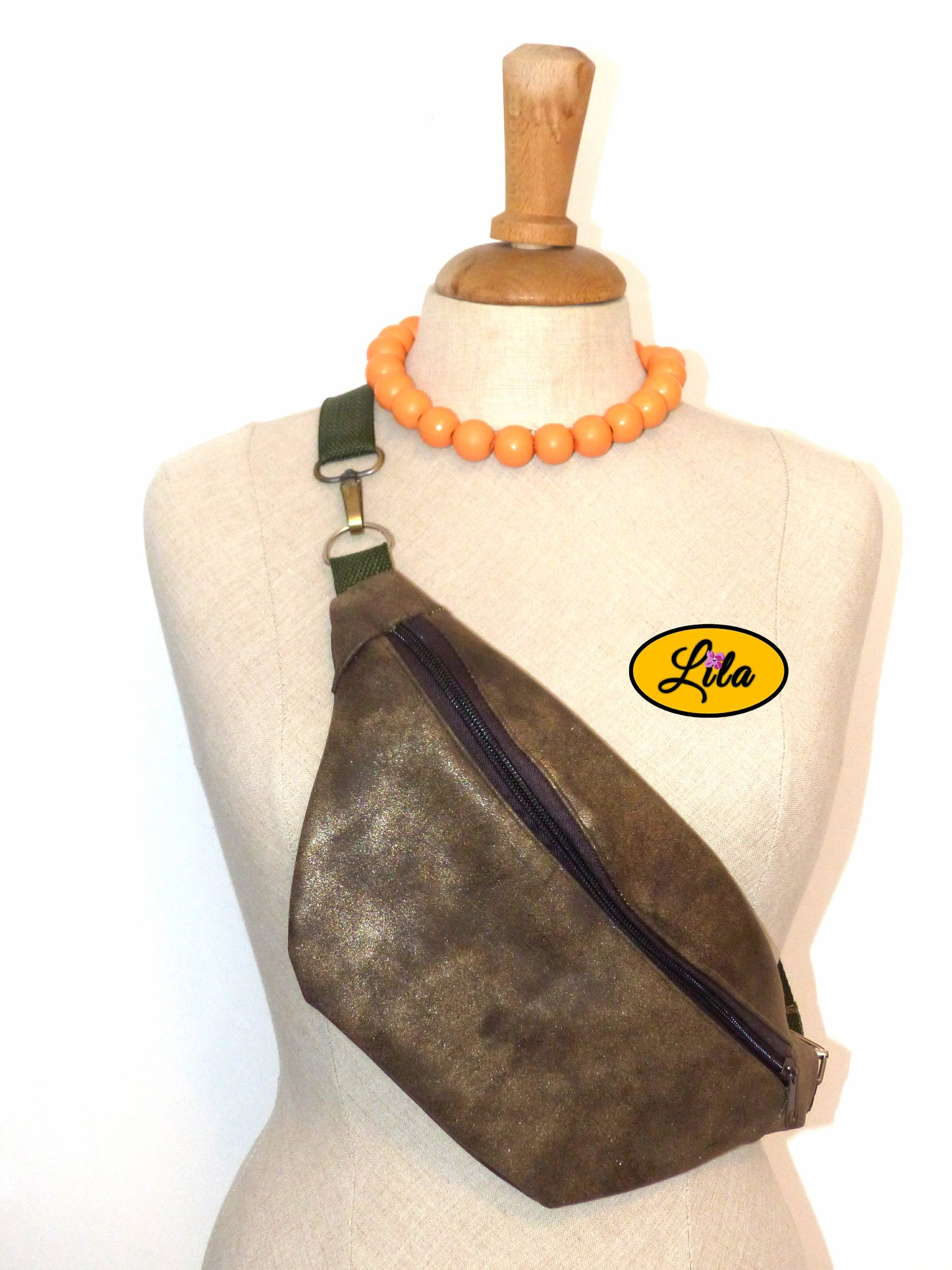 Sac banane brun doré