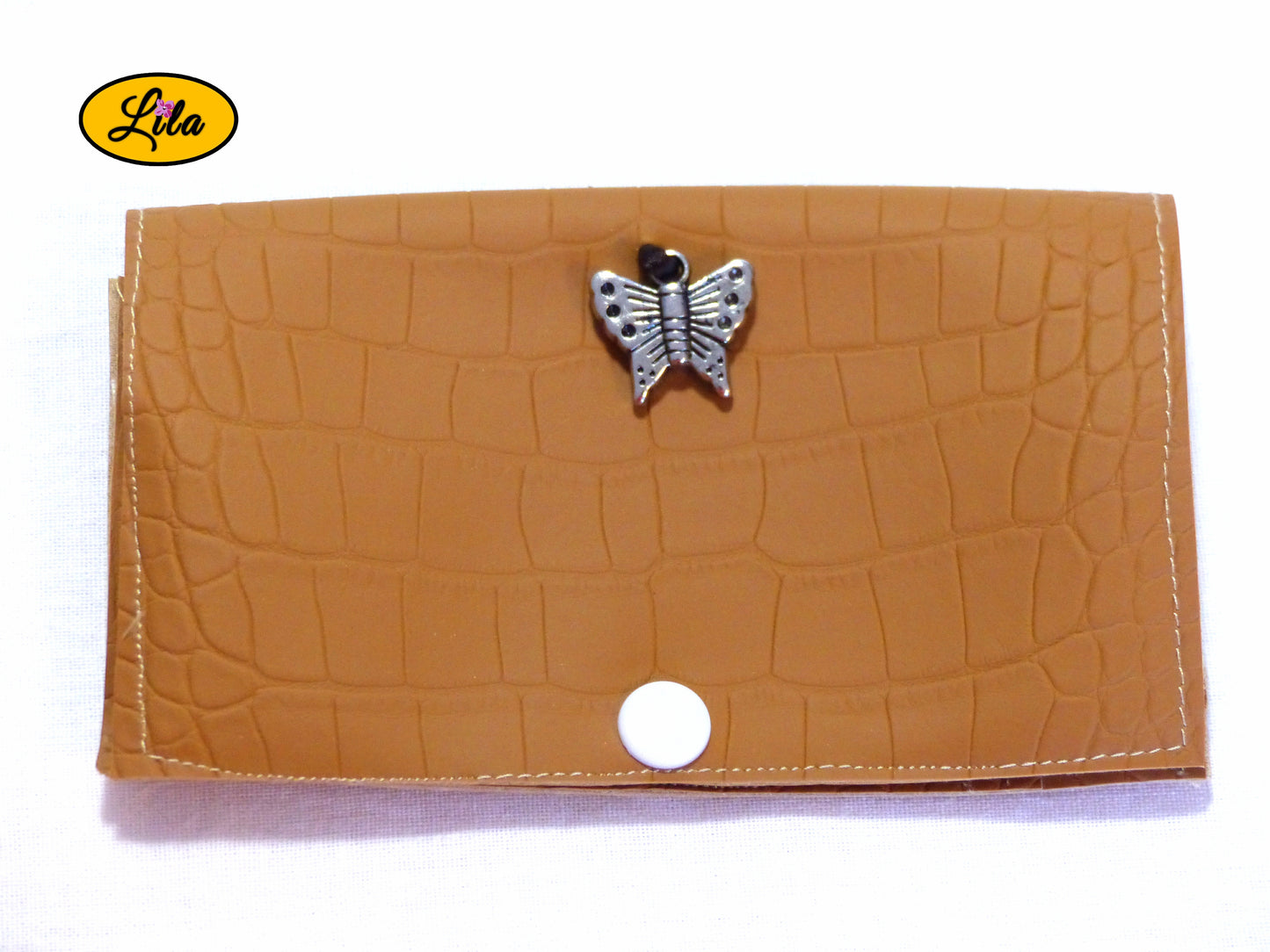Etui à lunettes brun craquelé papillon