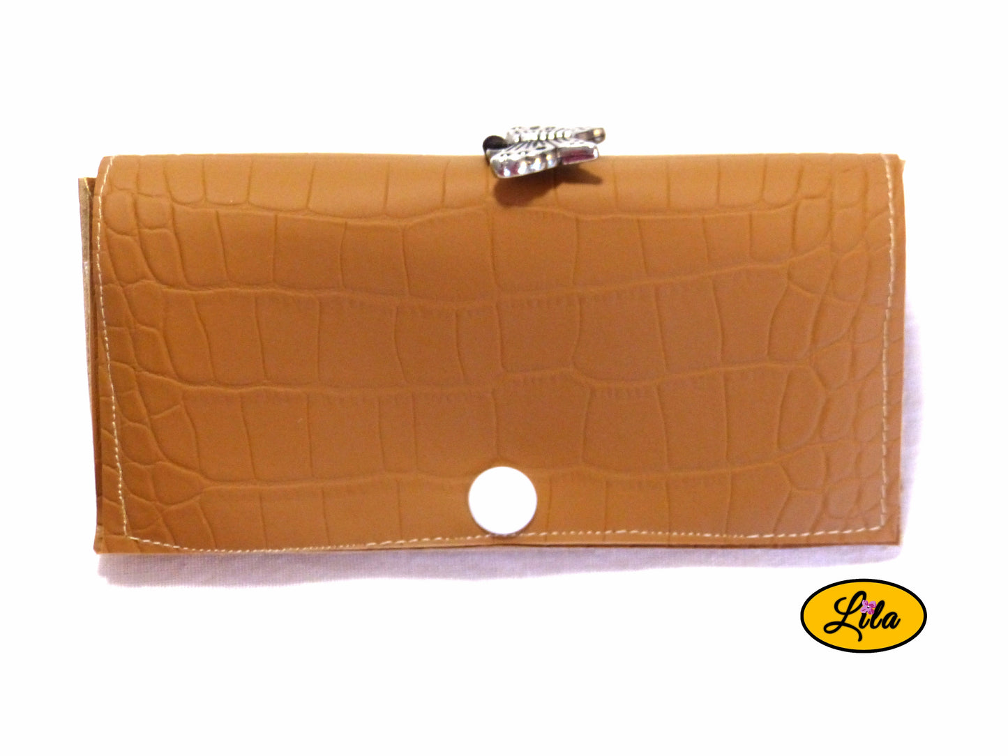 Etui à lunettes brun craquelé papillon