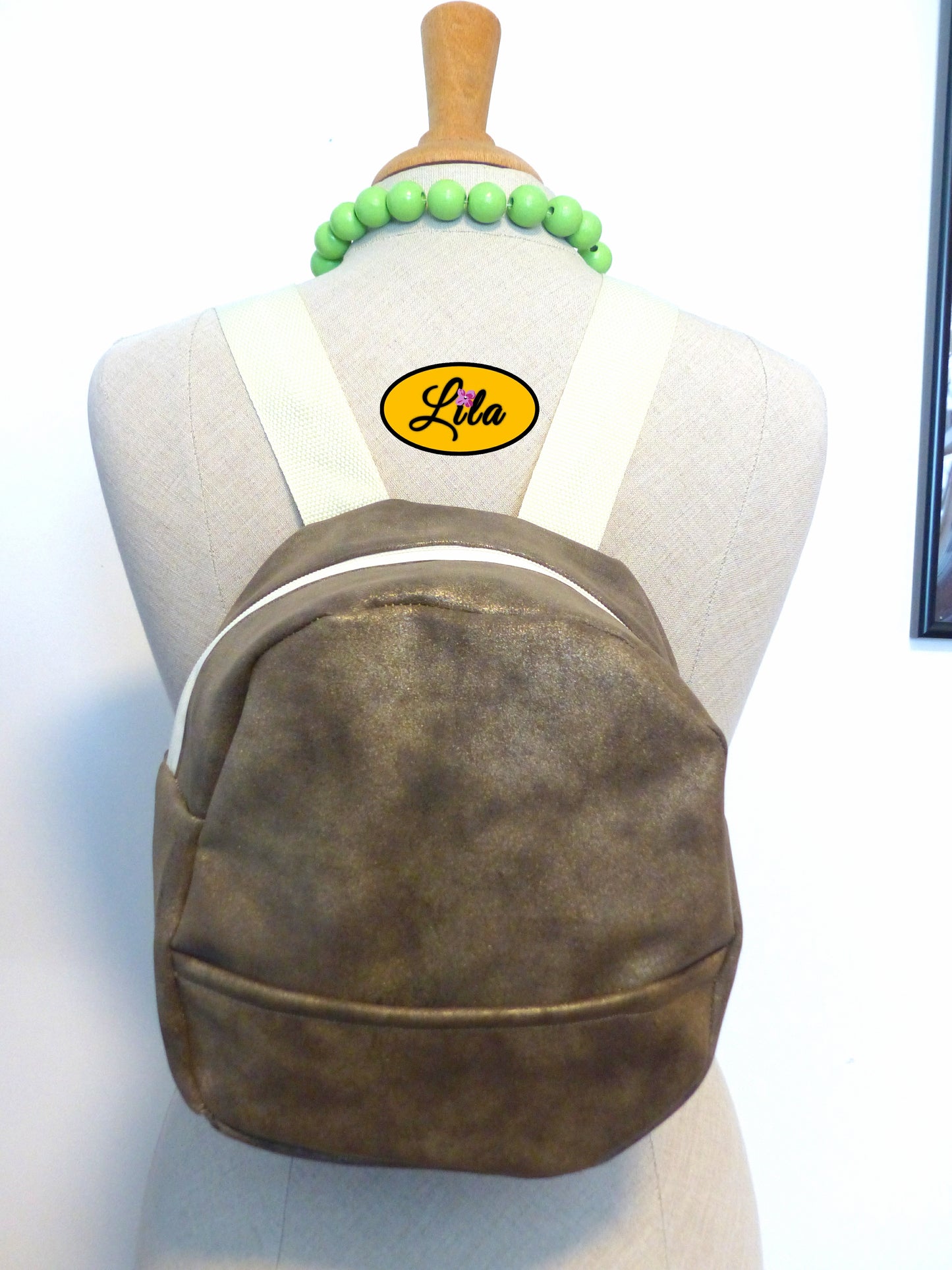 Mini sac à dos brun doré