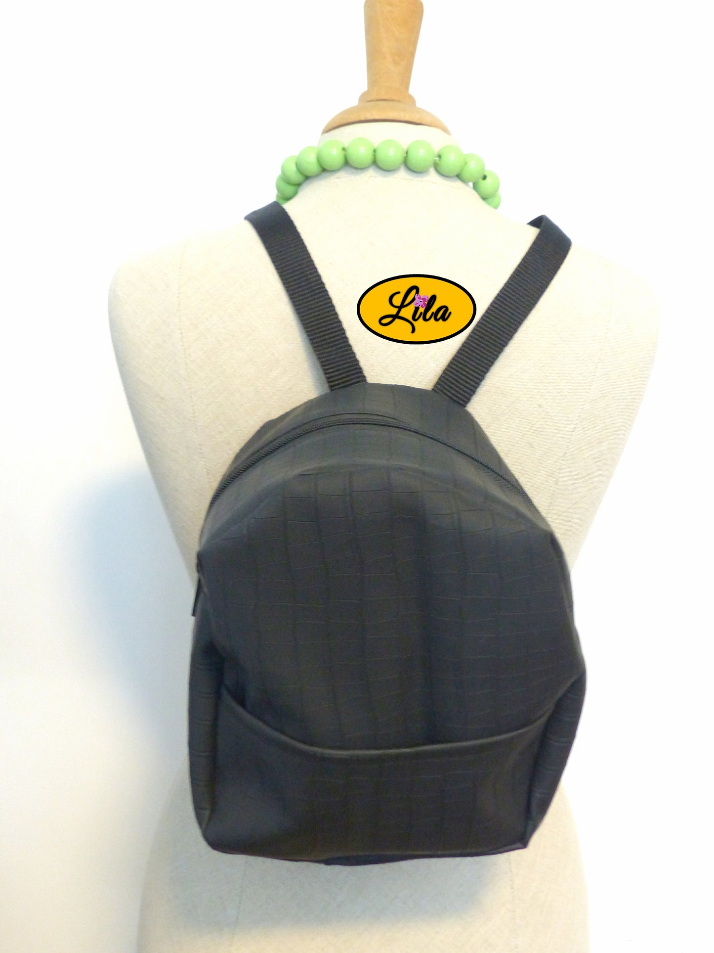 Mini sac à dos noir craquelé