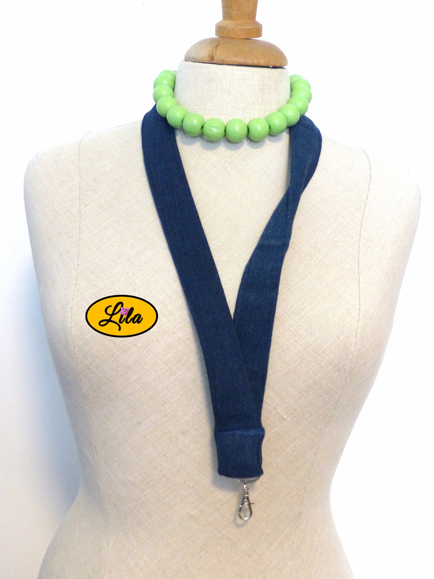 Porte-badge jeans foncé
