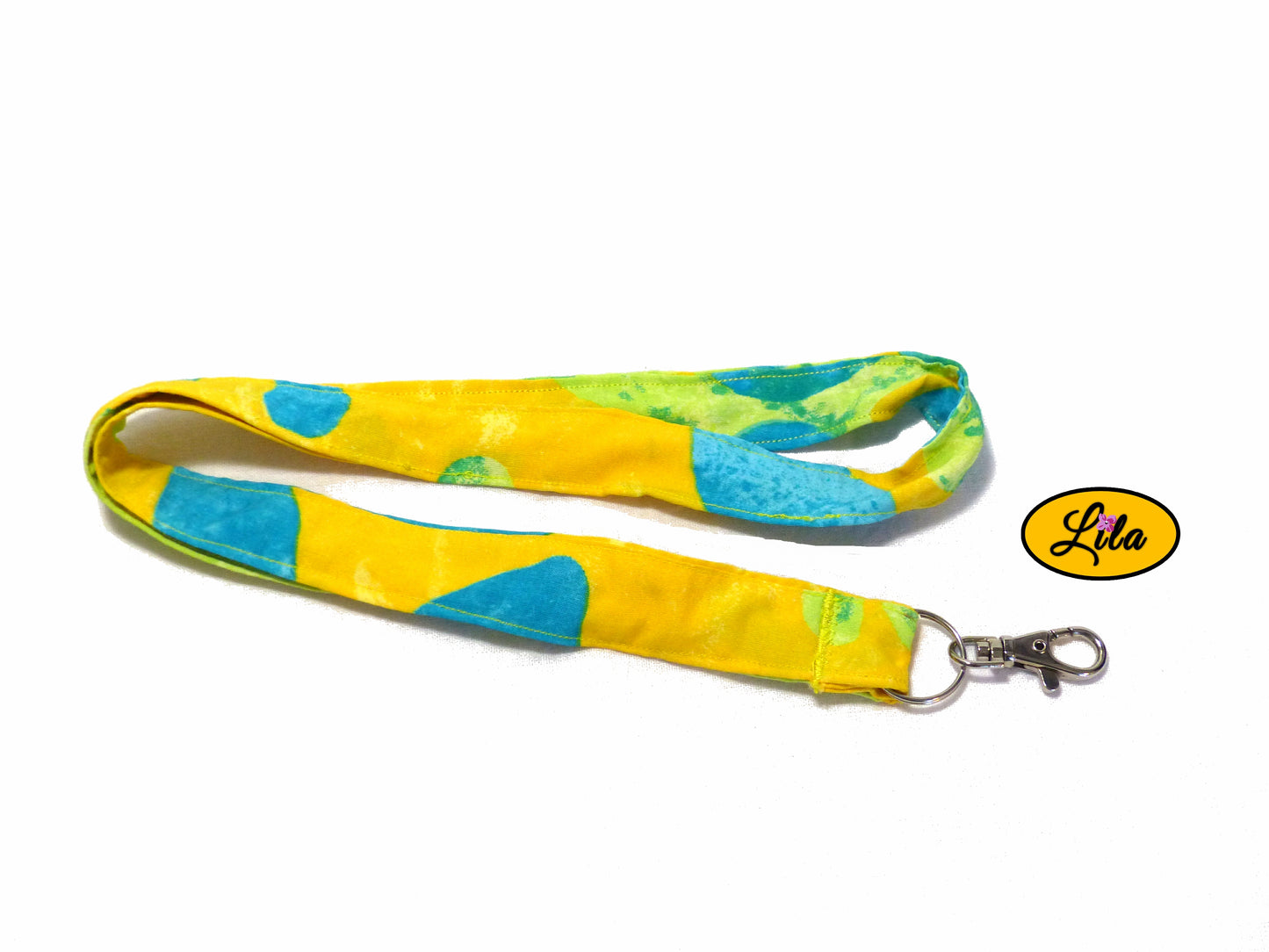 Porte-badge jaune fleuri