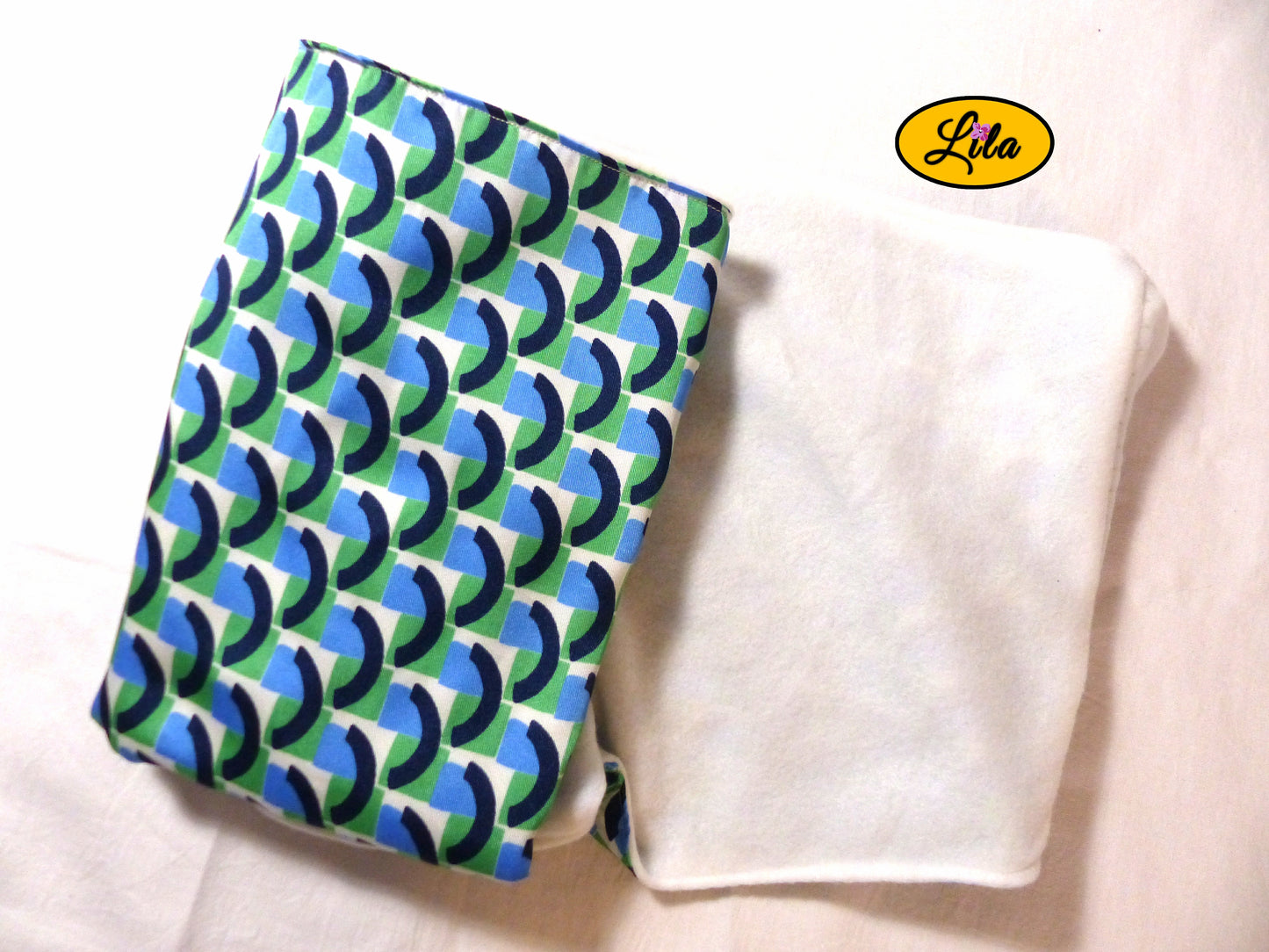 Foulard polaire esprit vintage vert bleu blanc