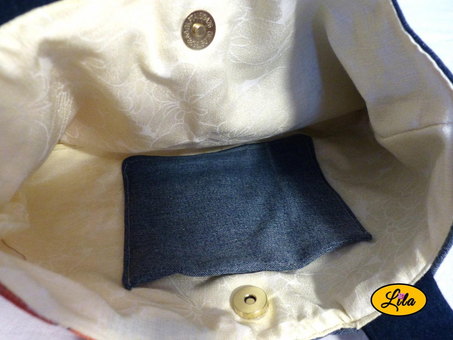 Sac jeans vintage fleuri