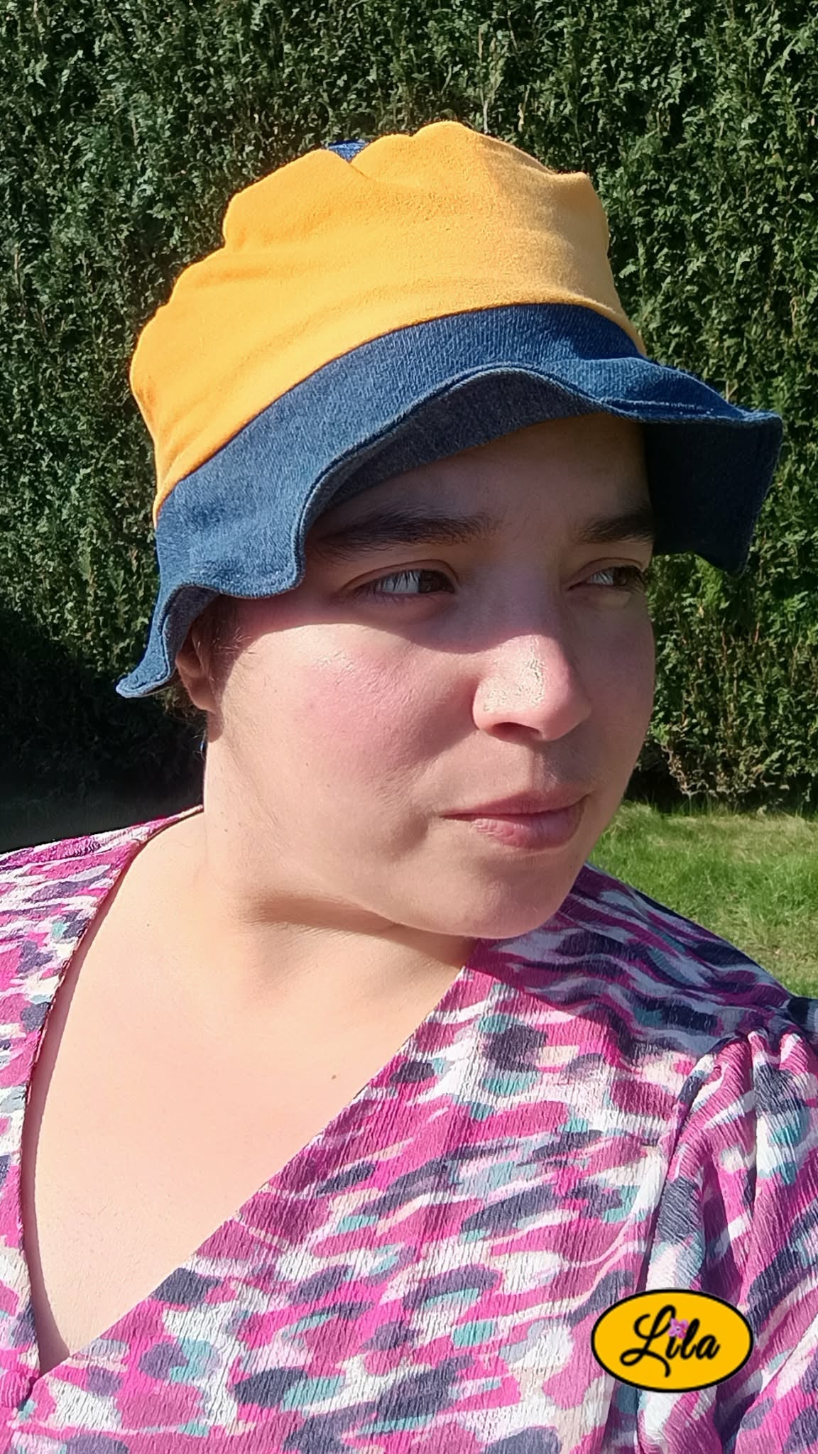 Bob jean et orange femme porté profil look original