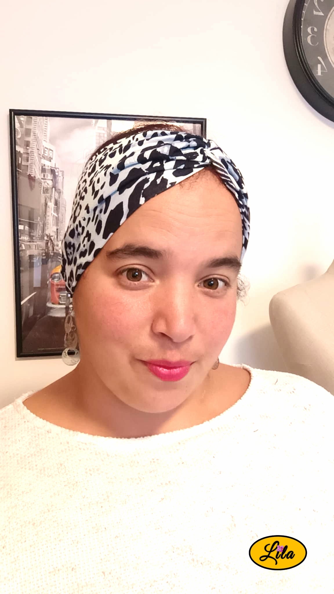 Bandeau Bleu motif noir