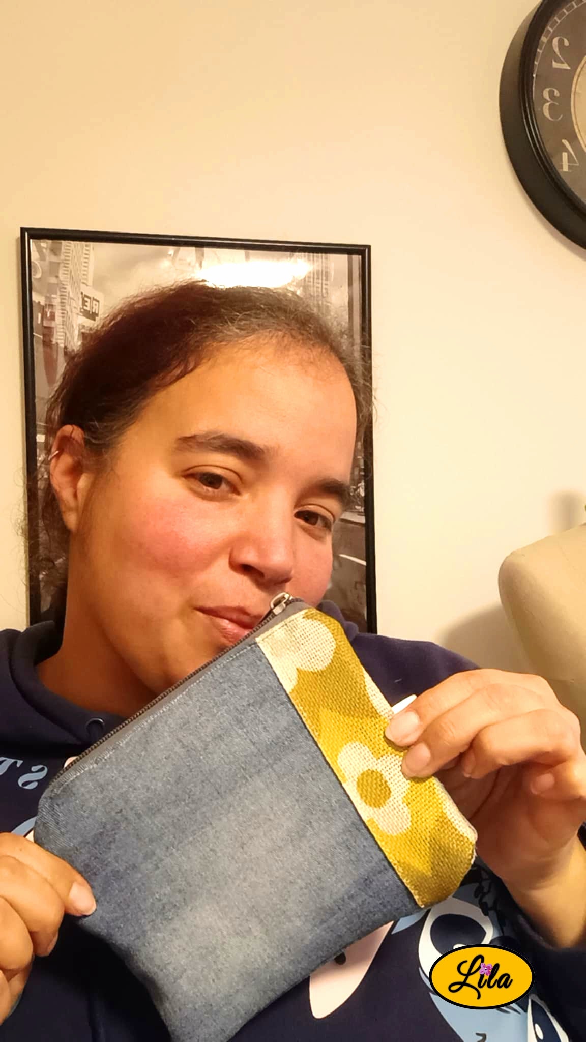 Trousse en jeans & bande vintage verte