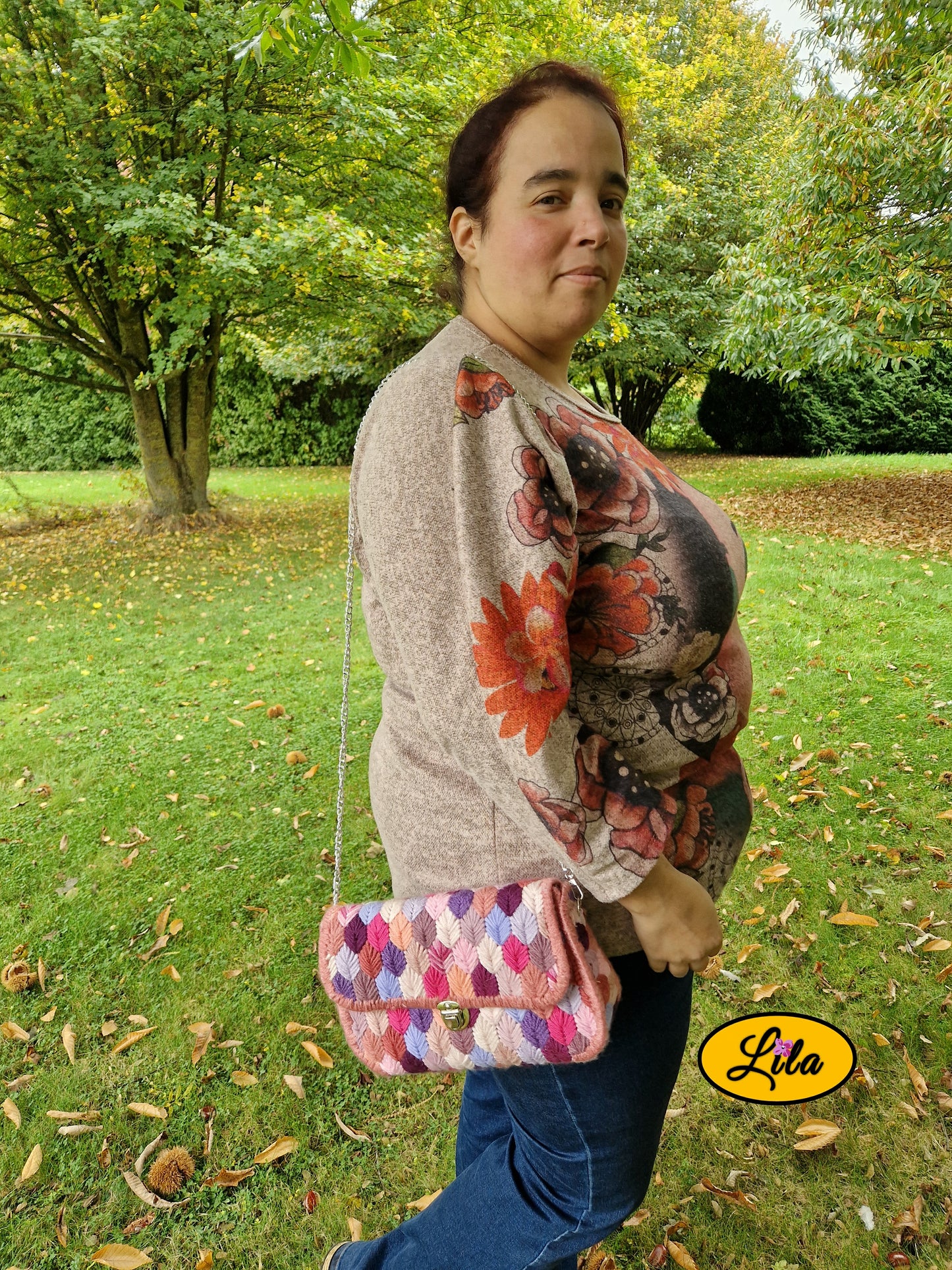 Sac aux brins roses mauves