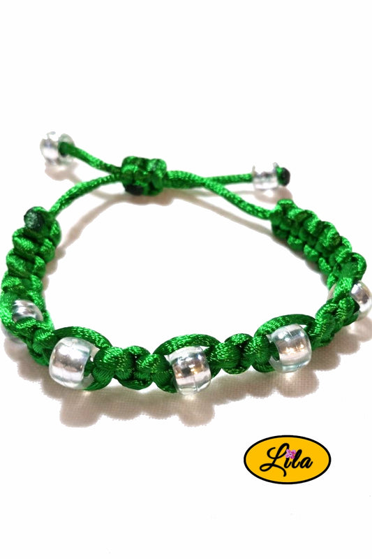 Bracelet Shamballa vert perles transparentes