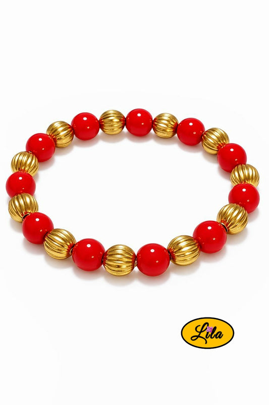 Bracelet rouge et doré