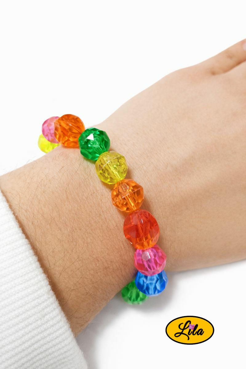 Bracelet grosses perles multicolor