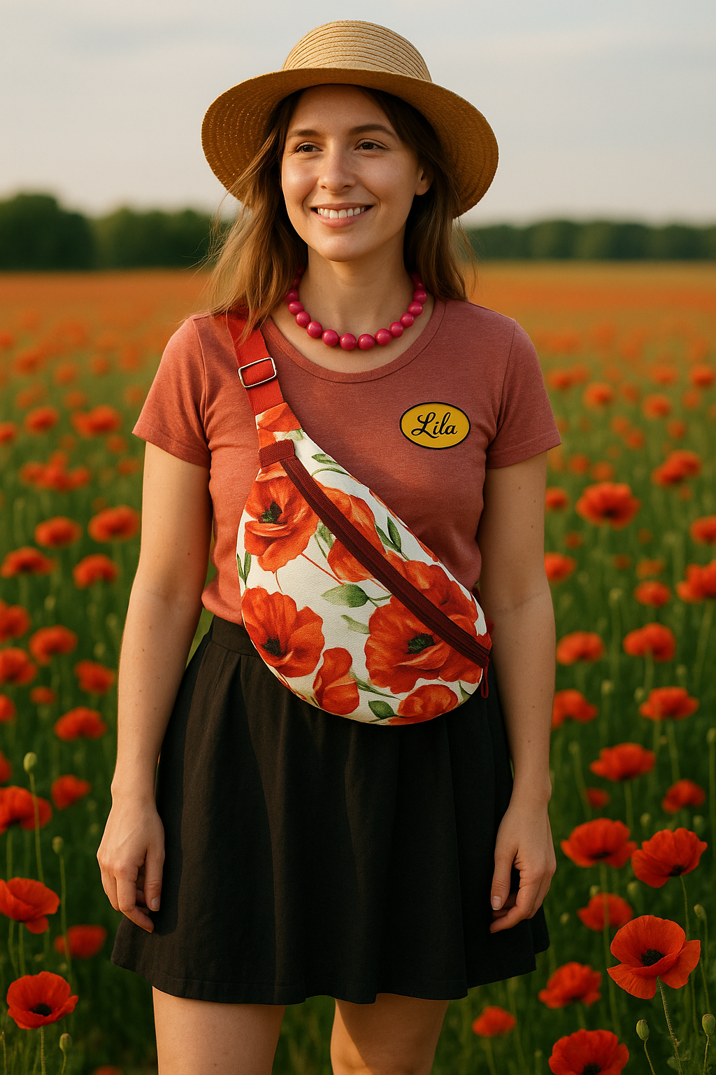 Sac banane aux coquelicots vintage