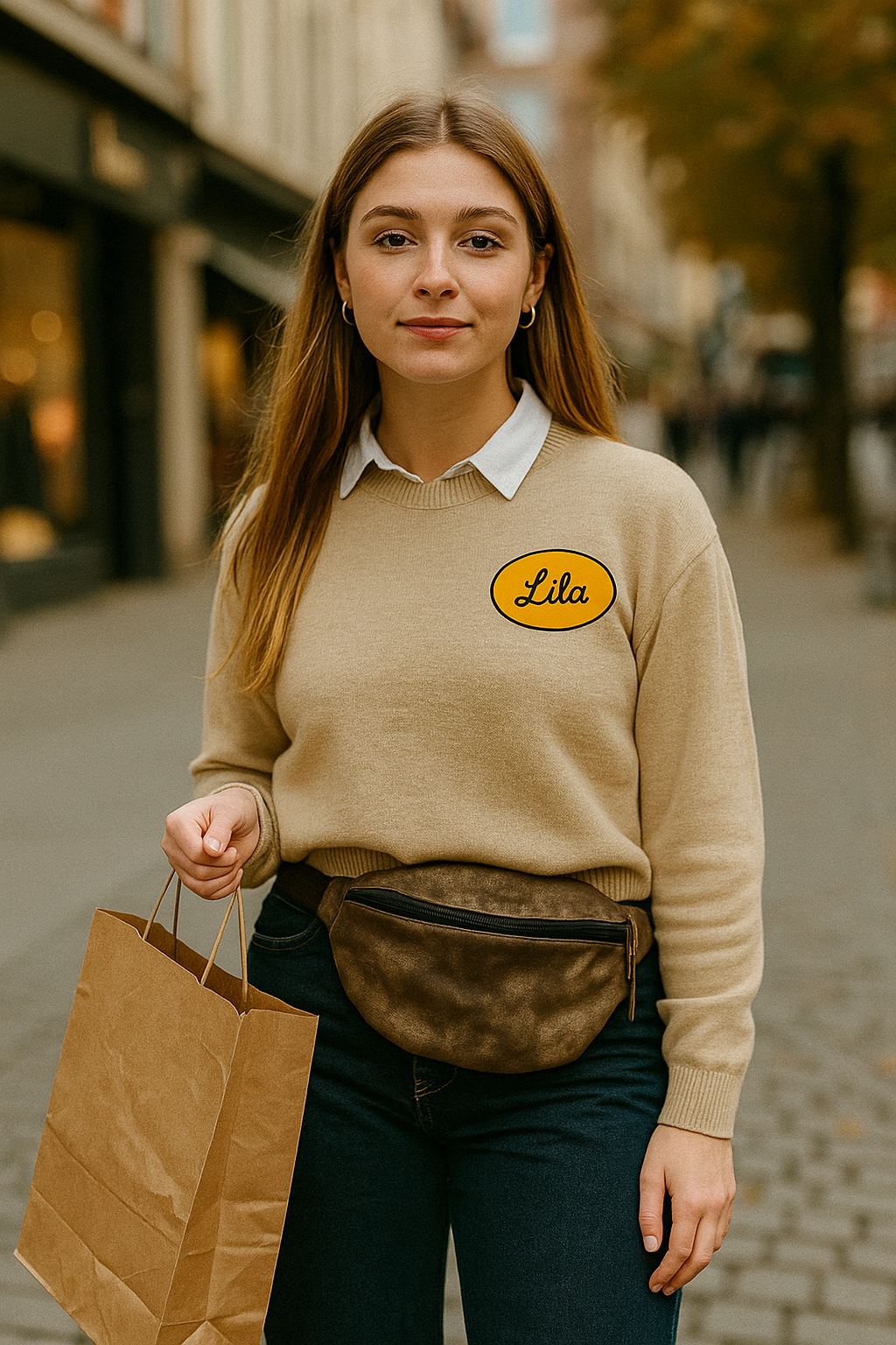 Sac banane brun doré