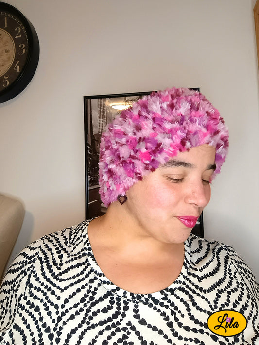 Cache cou rose chamarré