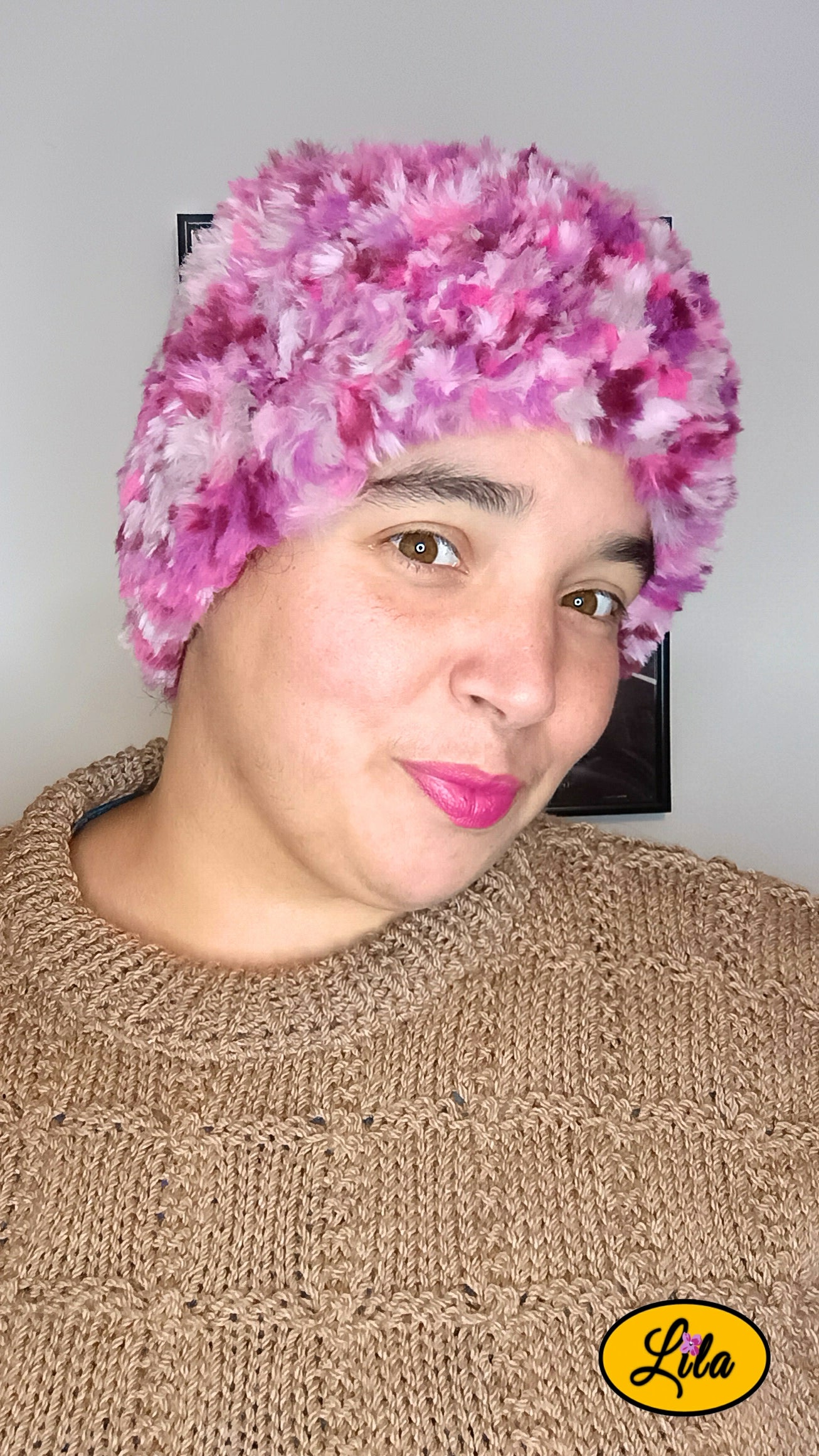 Cache cou rose chamarré