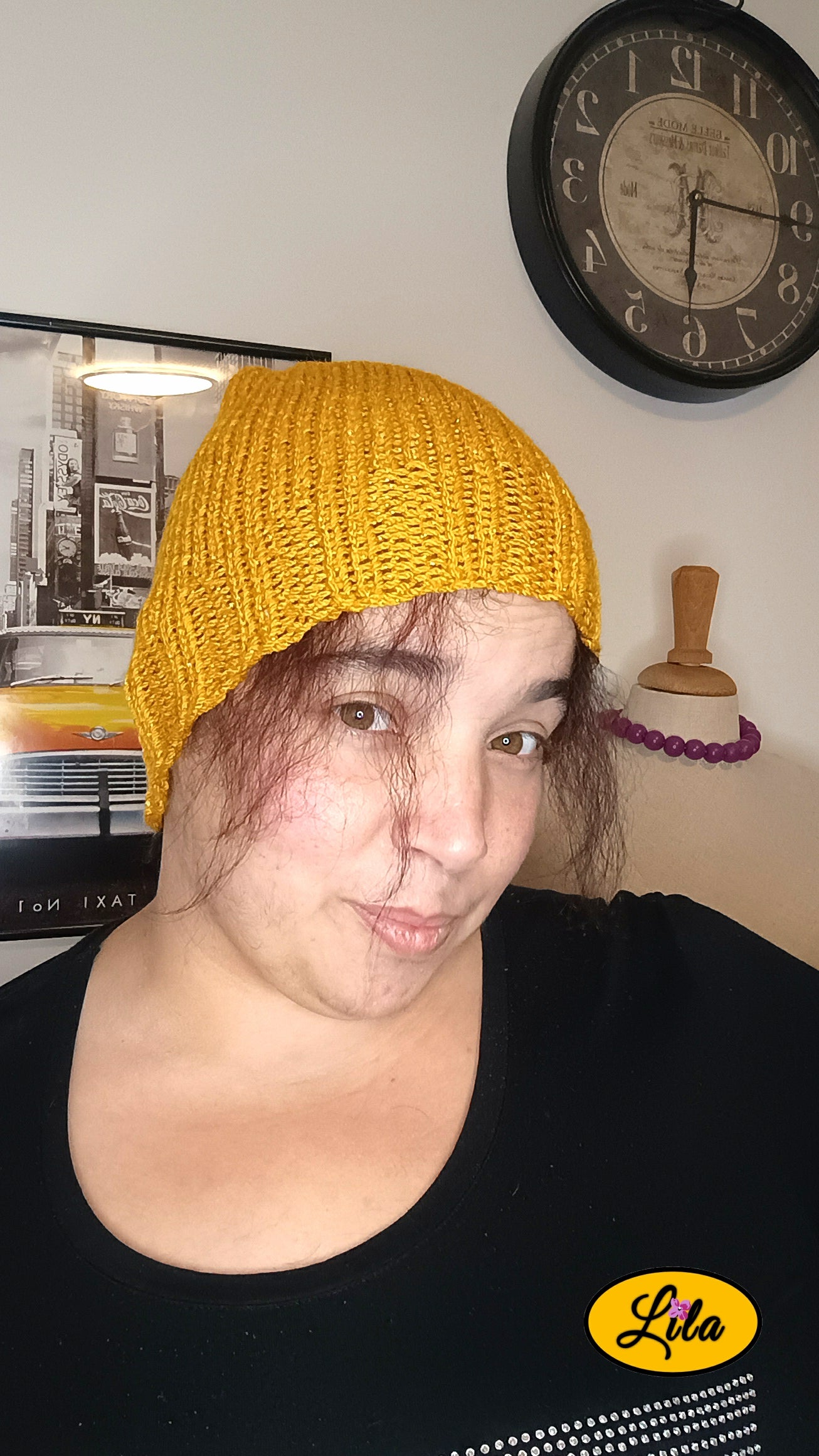 Bonnet moutarde pailleté