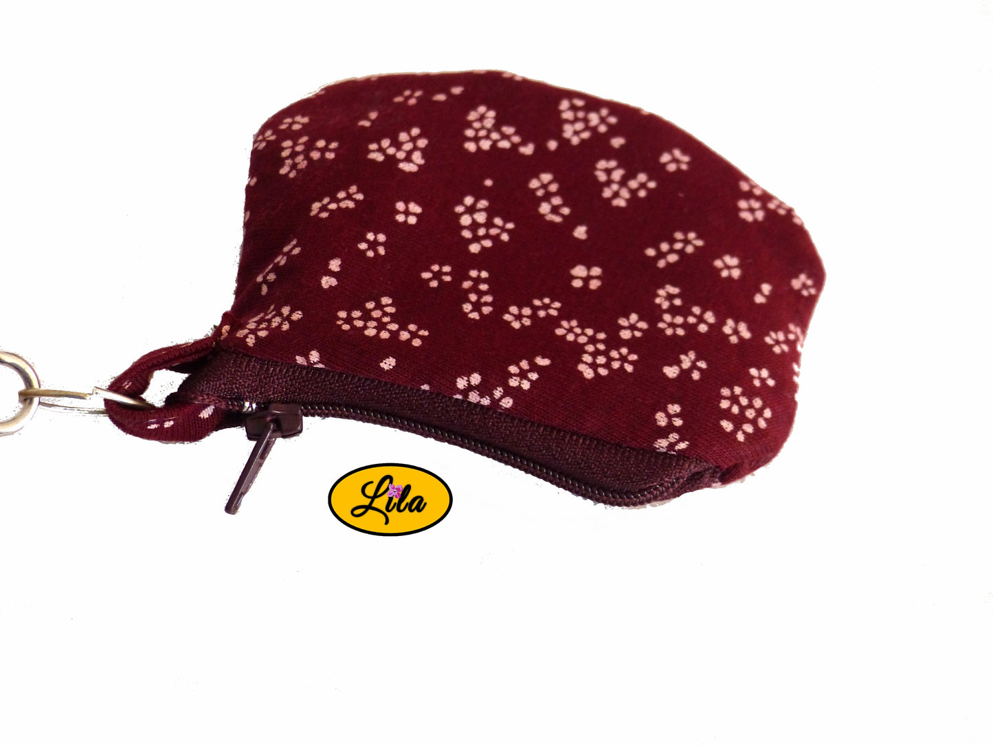 Sac enfant fleuri bordeaux avec pochette assortie