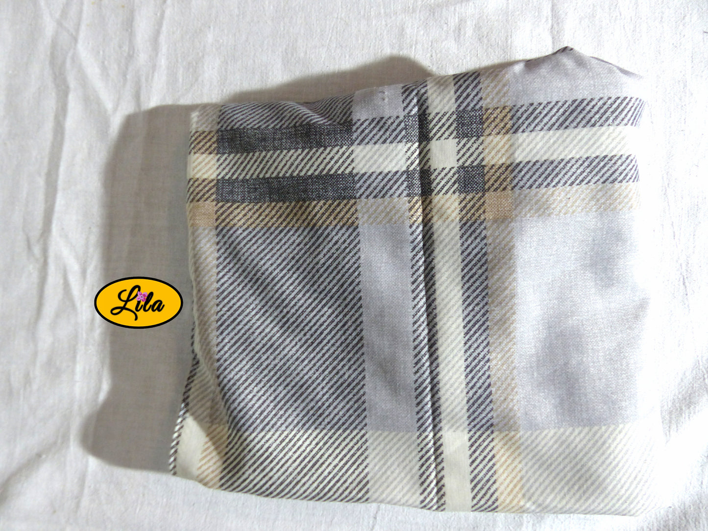 Foulard vintage ligné brun et gris