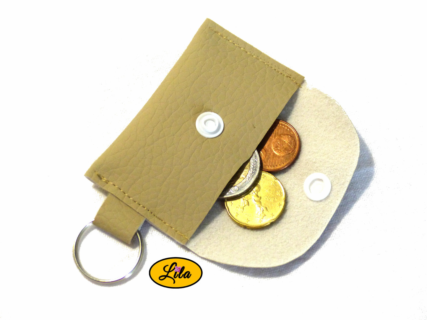 Porte clef - porte monnaie beige