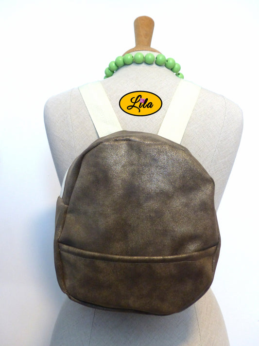 Mini sac à dos brun doré