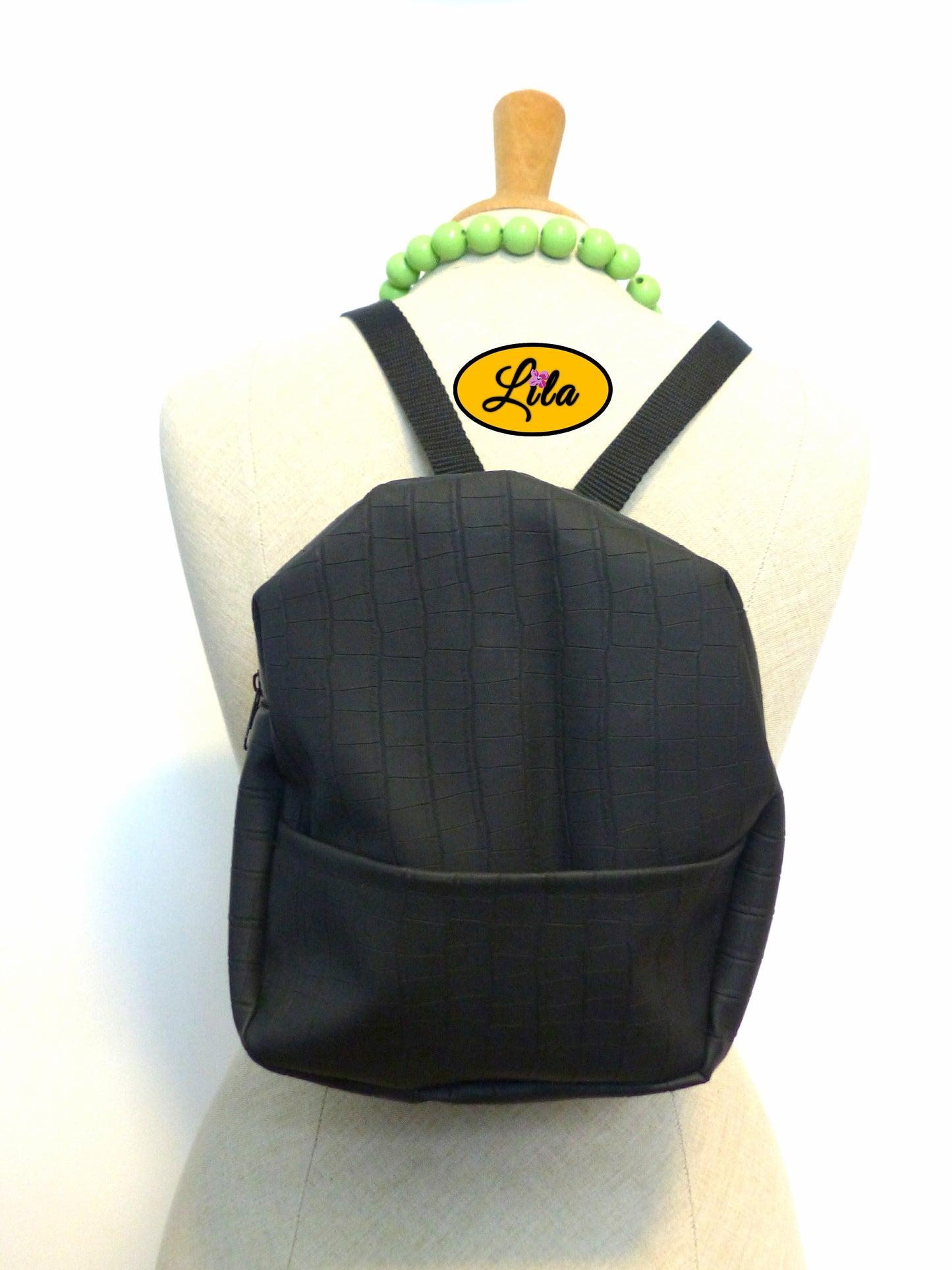 Mini sac à dos noir craquelé