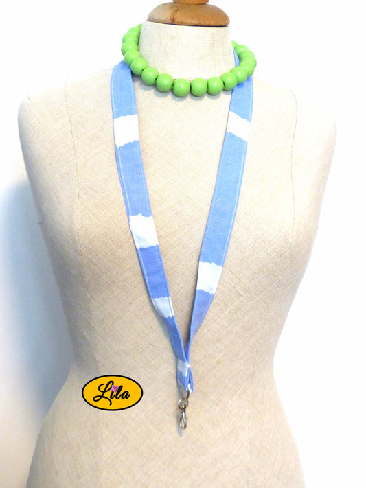 Porte-badge bleu et blanc