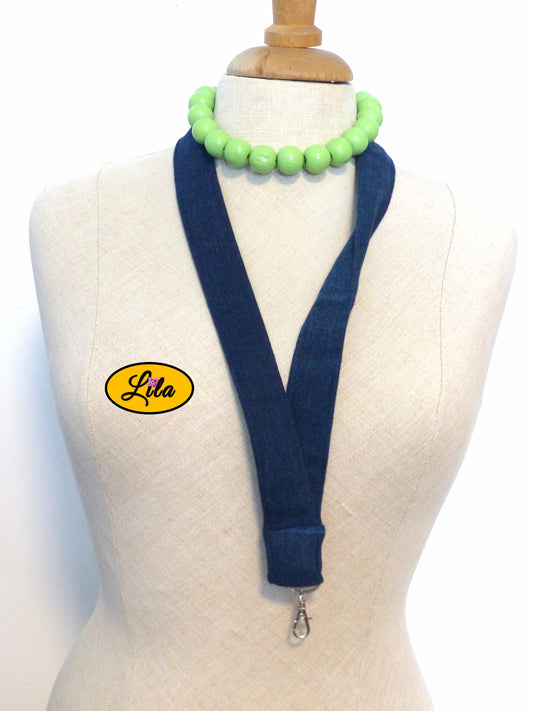 Porte-badge jeans foncé