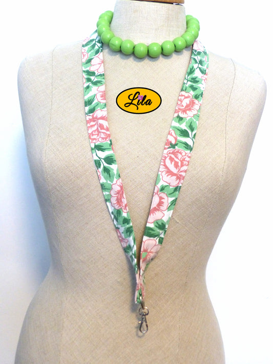 Porte-badge fleurs vintage