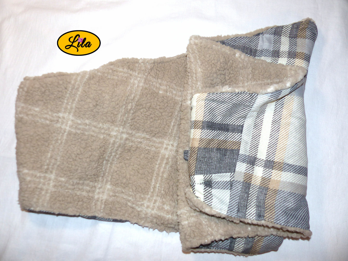 Foulard Teddy et tartan brun