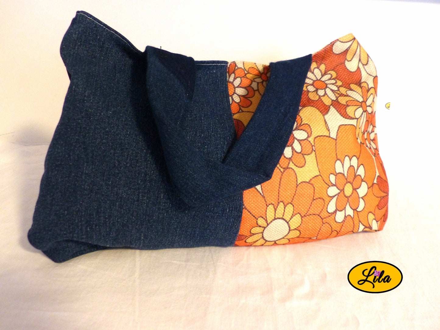 Sac jeans vintage fleuri