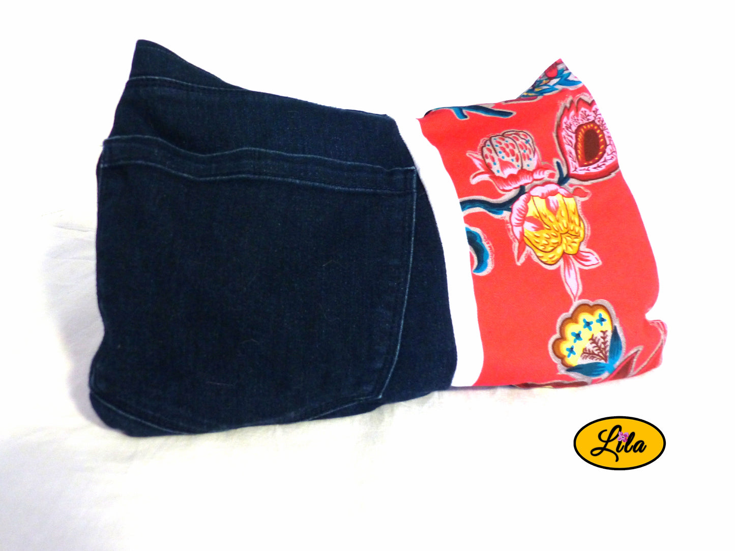 Sac à main en jeans et tissu floral rose