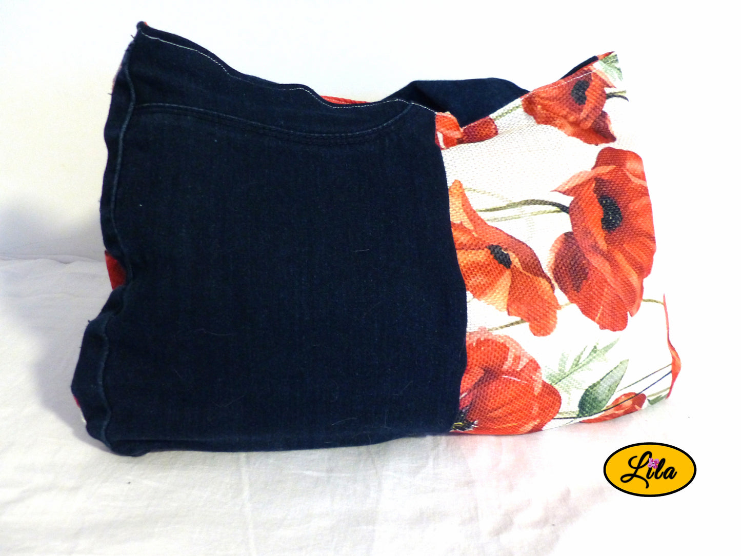 Sac jeans et coquelicot