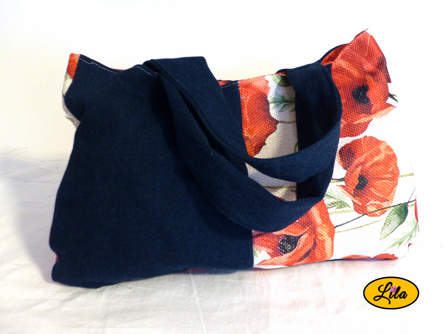 Sac jeans et coquelicot