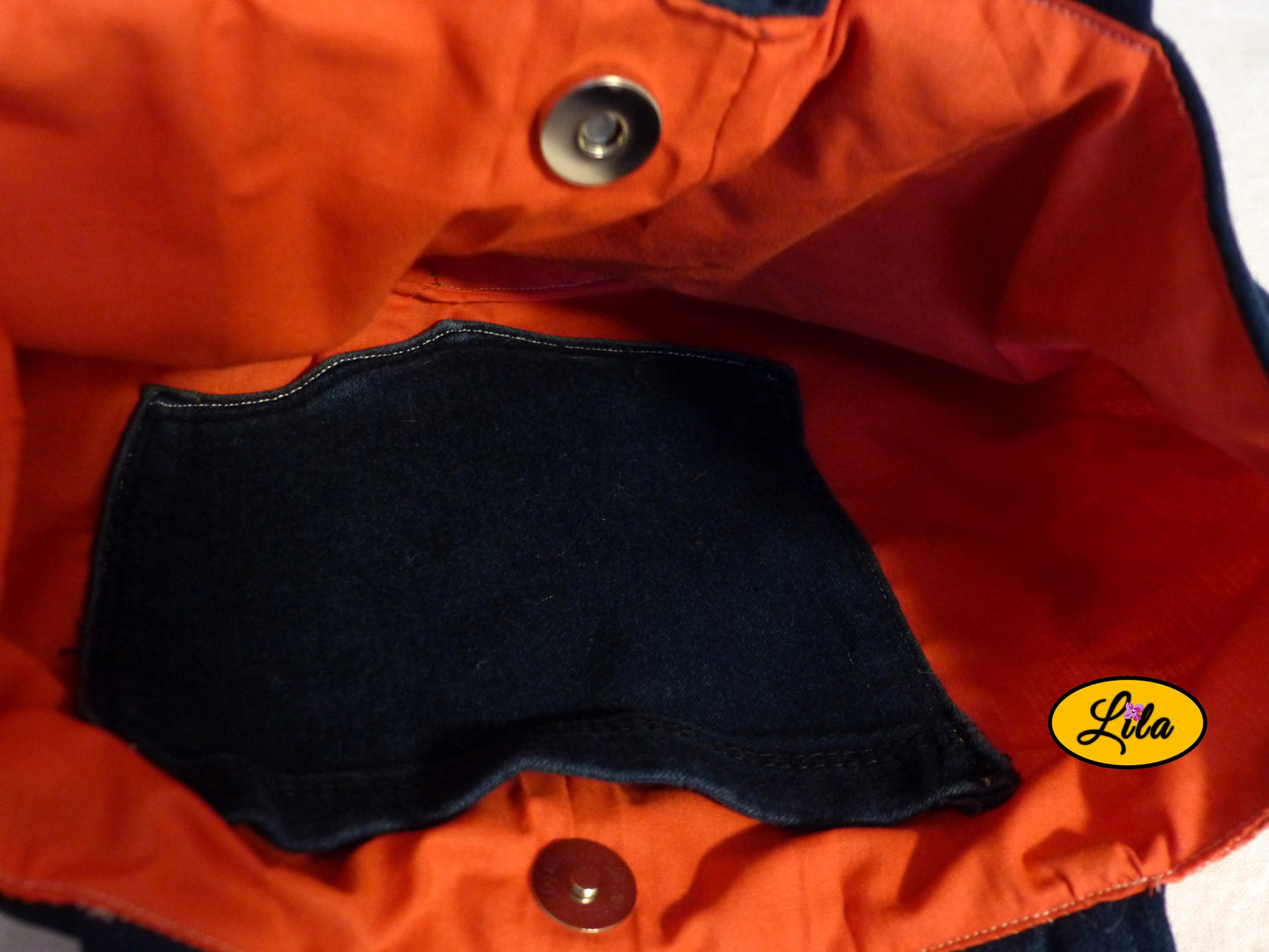 Sac jeans et coquelicot