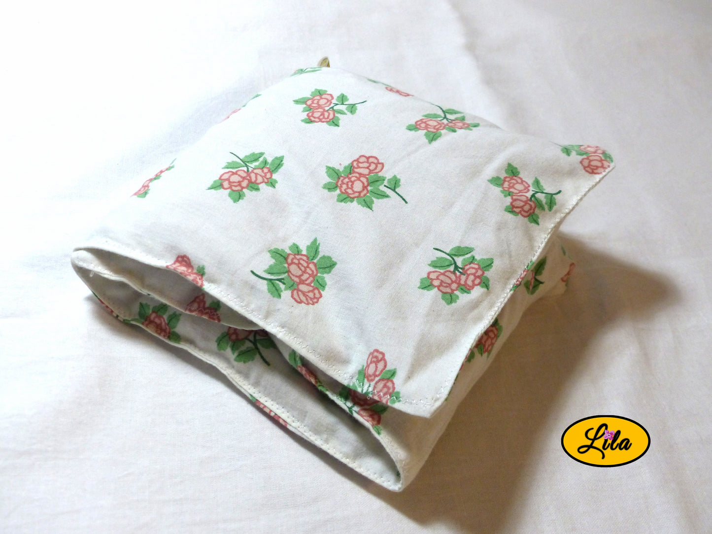 Bouillotte XL blanche fleurie