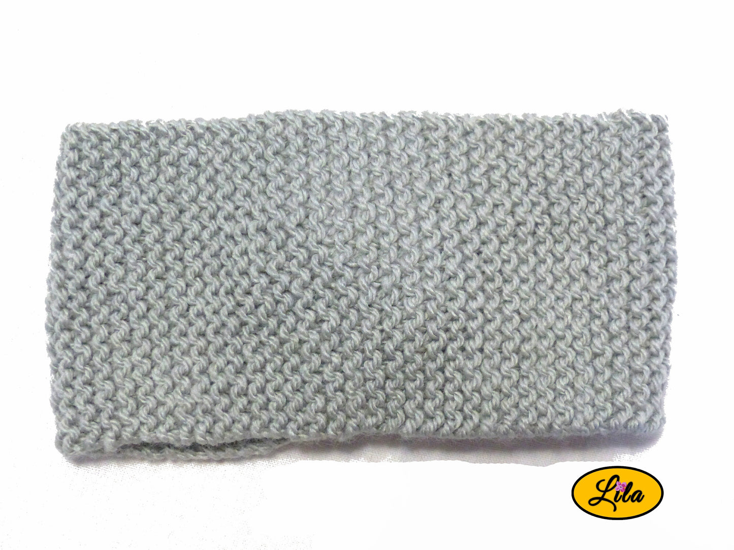 Bandeau en laine gris vue de dos