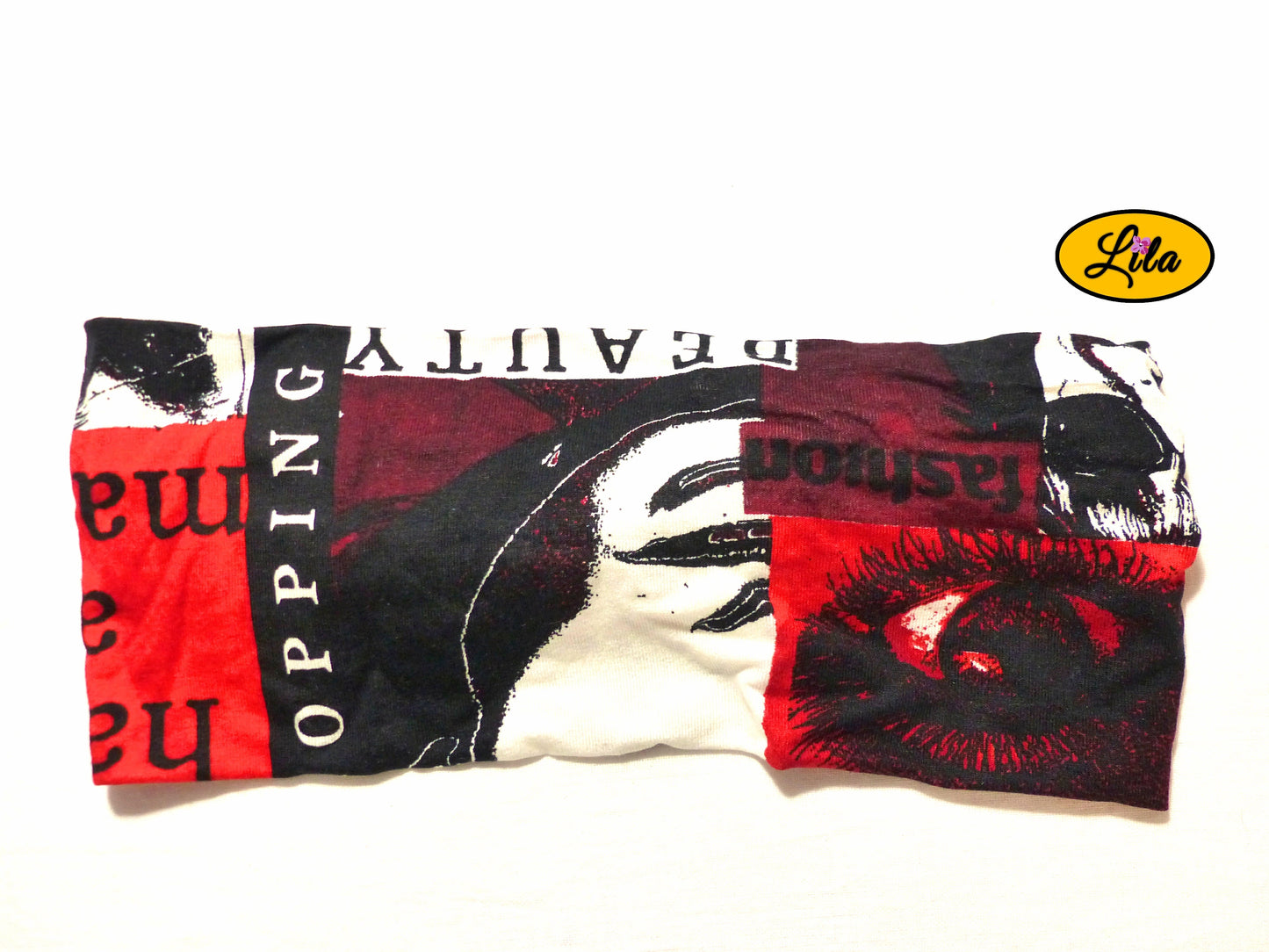 Bandeau en tissu style streetwear vue de dos sur fond blanc