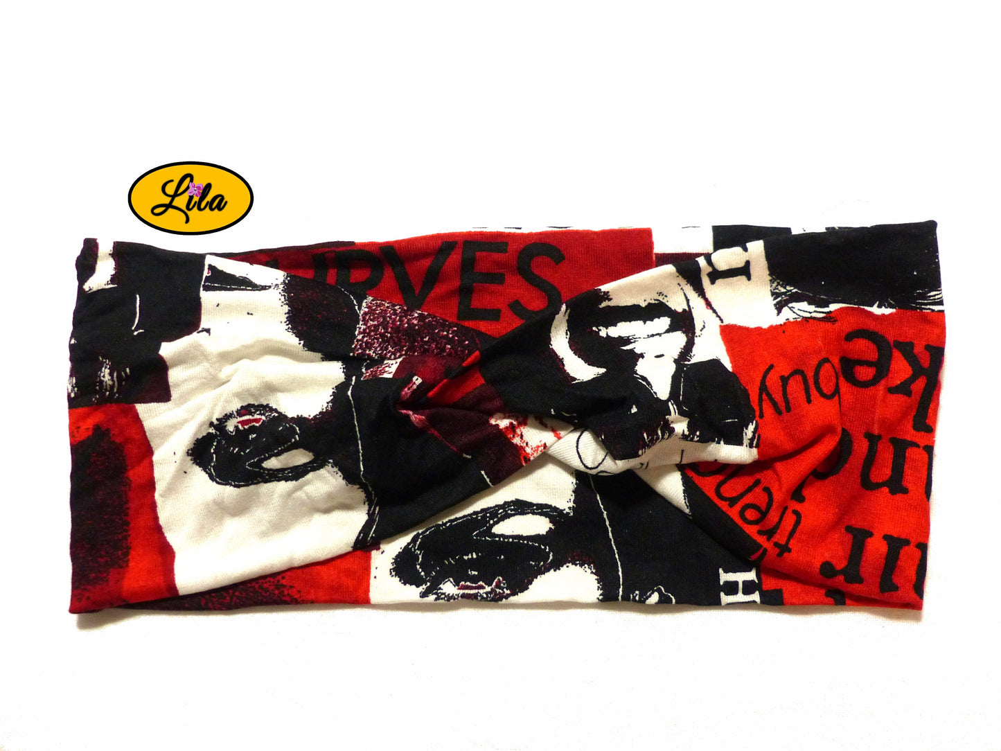 Bandeau en tissu style streetwear vue de face sur fond blanc look urbain tendance