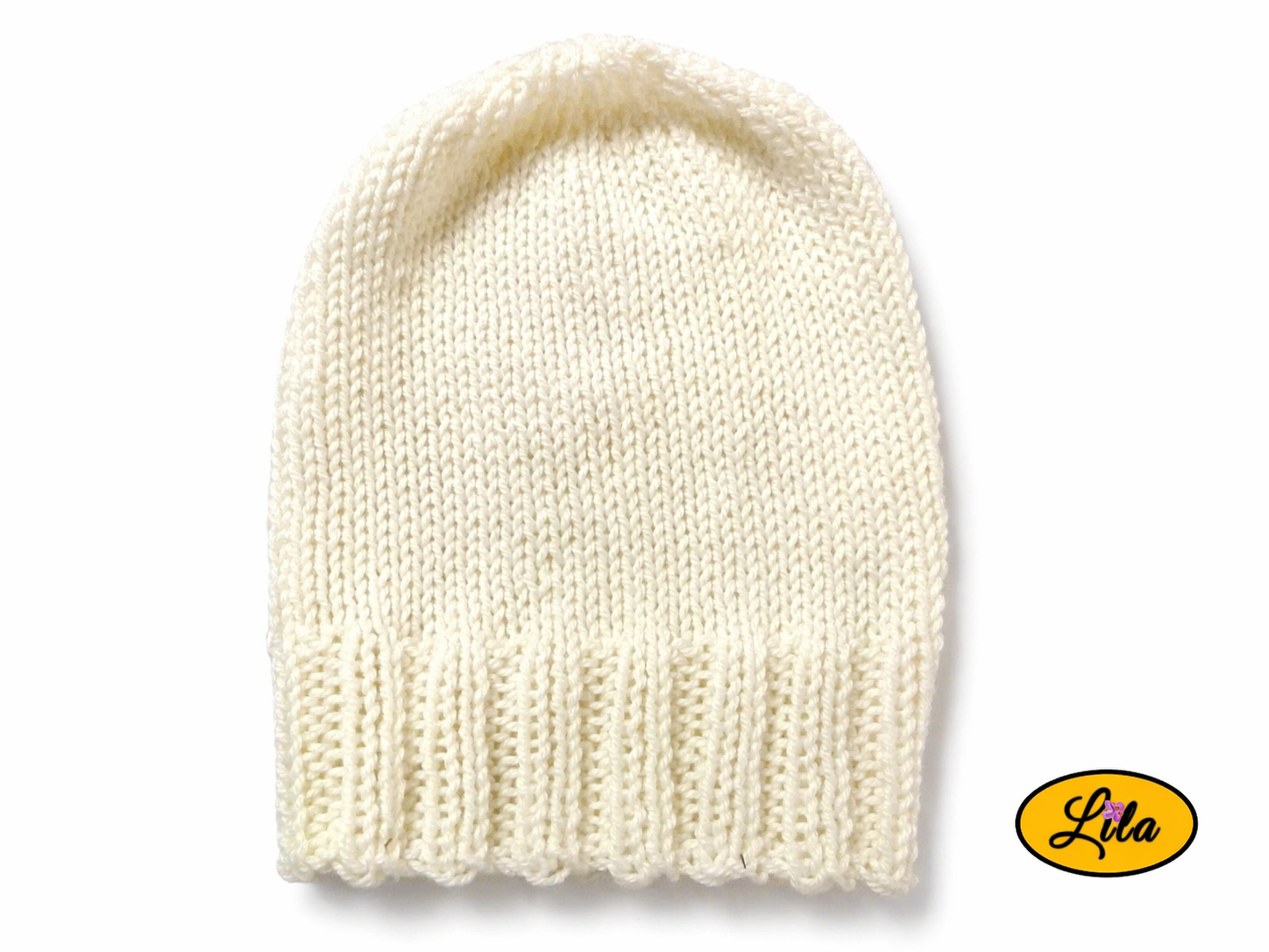 Bonnet en laine blanc sur fond blanc vue produit