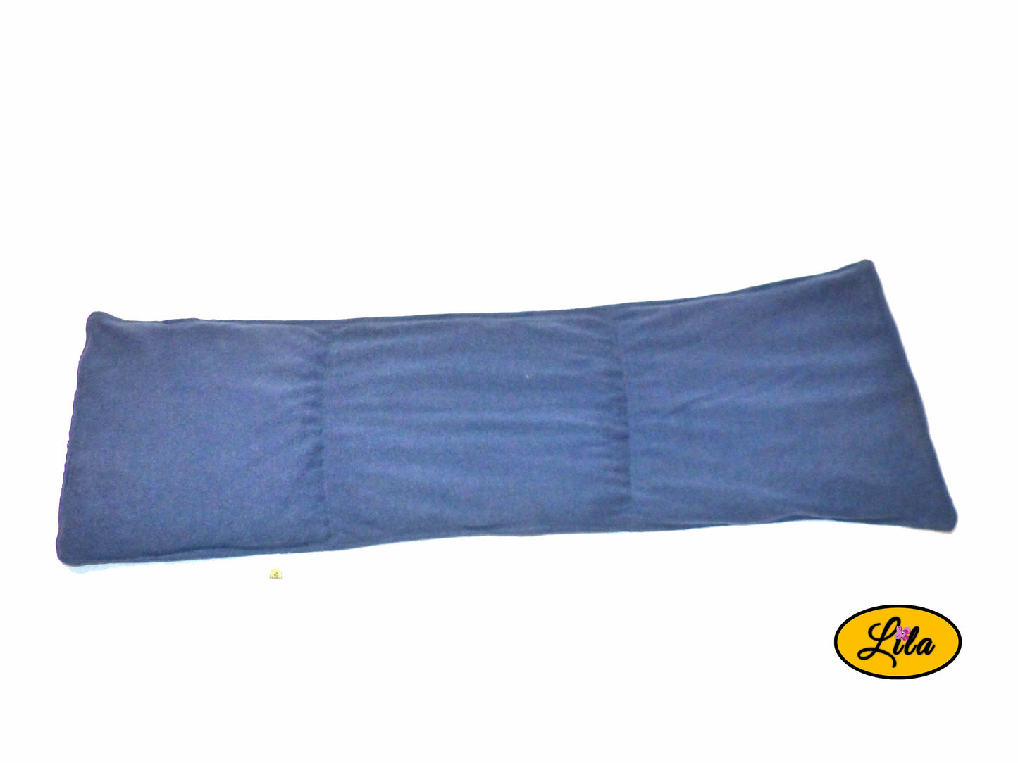 Bouillotte XL bleu marine ouverte avec trois compartiments visibles sur fond blanc