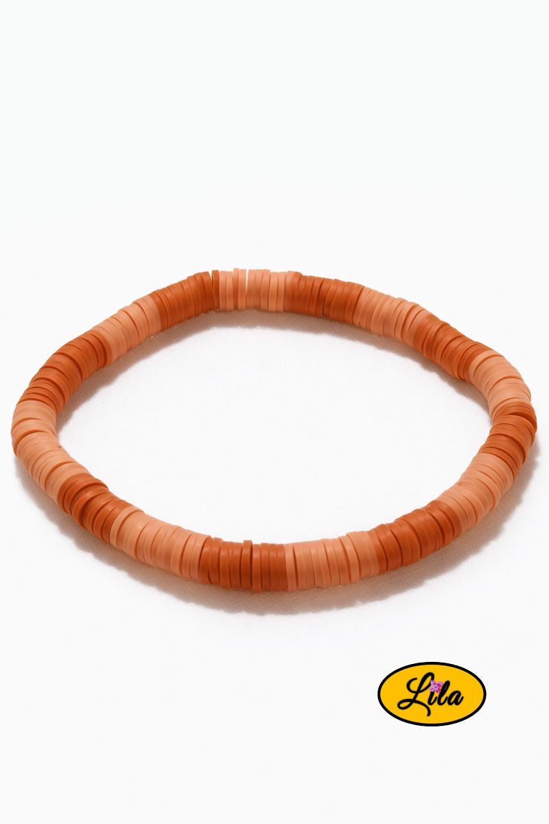 Bracelet perles Heishi dégradé de brun sur fond blanc vue produit