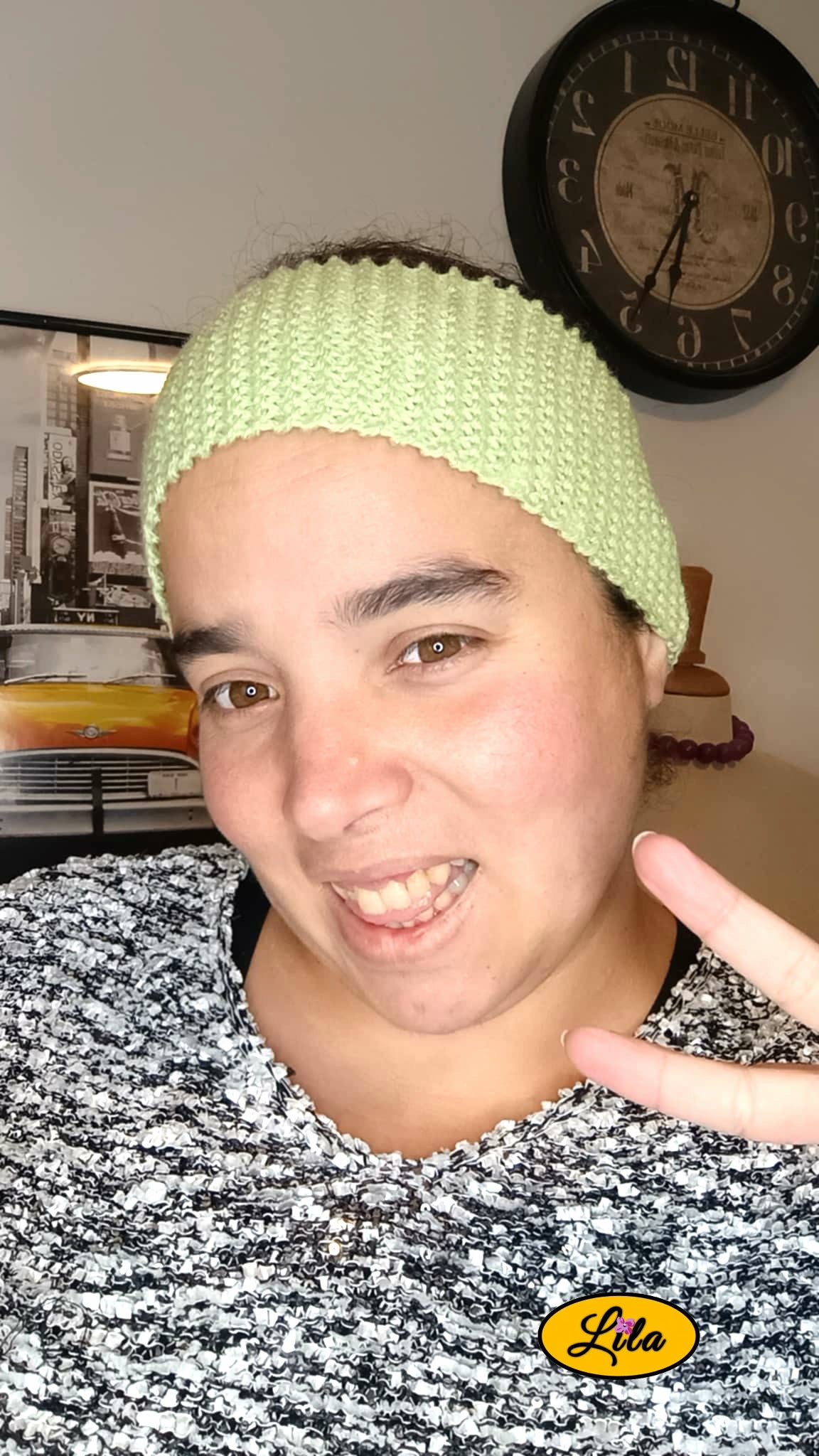 Bandeau vert clair à paillettes