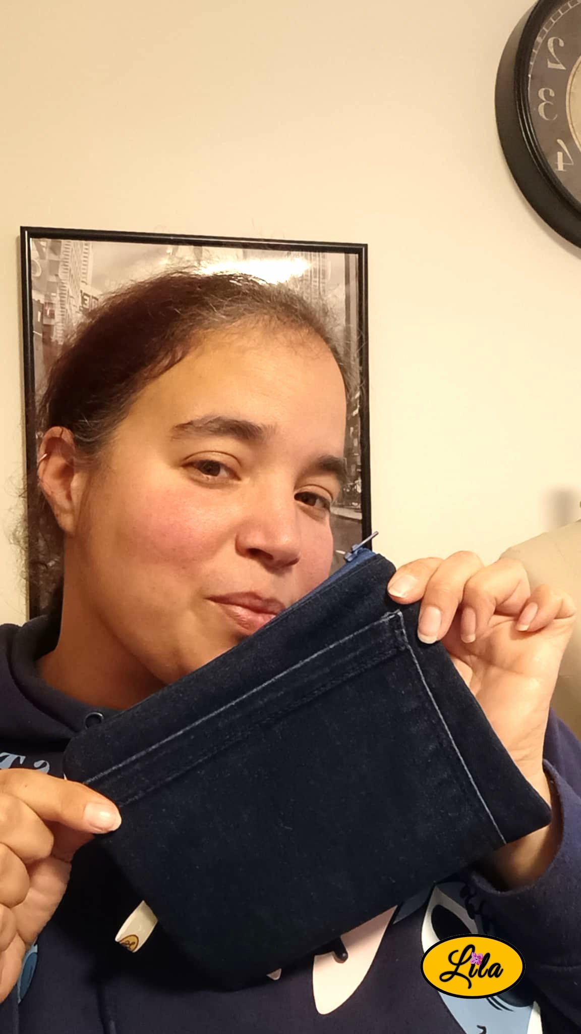 Trousse en jeans & bande vintage orange